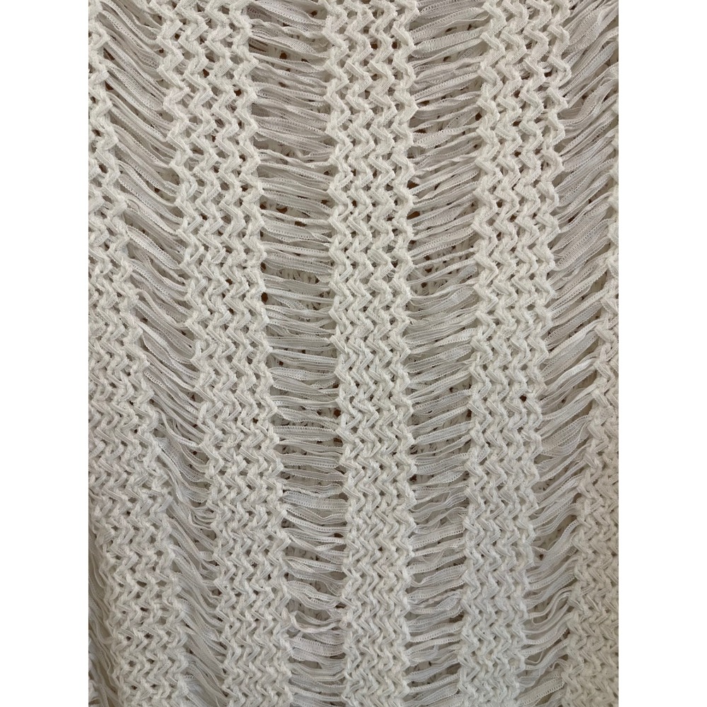 Sioni Sweater Cream Ladder Knit Lace Balloon Sleeve Boho Semi Sheer Romantic M - Picture 5 of 12
